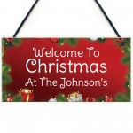 Personalised Christmas At The 'Surname' Sign Christmas Decor