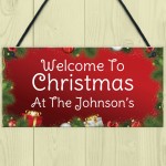 Personalised Christmas At The 'Surname' Sign Christmas Decor