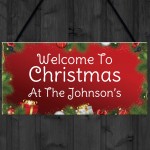 Personalised Christmas At The 'Surname' Sign Christmas Decor