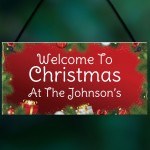 Personalised Christmas At The 'Surname' Sign Christmas Decor