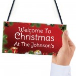 Personalised Christmas At The 'Surname' Sign Christmas Decor