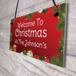 Personalised Christmas At The 'Surname' Sign Christmas Decor