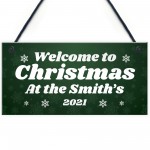 Christmas Sign At The 'Surname' Personalised Welcome Sign