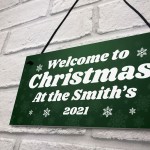 Christmas Sign At The 'Surname' Personalised Welcome Sign