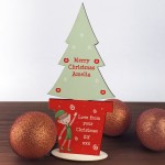 Personalised Elf Gift Wood Standing Tree Shelf Elf Daughter Son