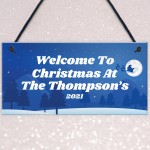 Personalised Christmas Decoration Welcome Sign Family Gift