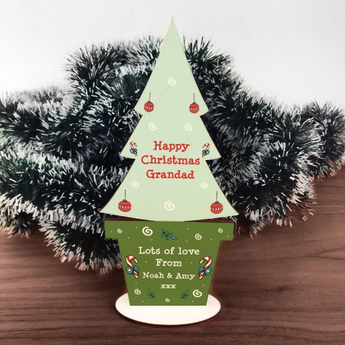 Merry Christmas Gift For Grandad Personalised Standing Tree