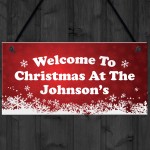 Christmas at the 'Surname' Welcome Plaque Personalised Christmas