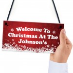 Christmas at the 'Surname' Welcome Plaque Personalised Christmas