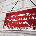 Christmas at the 'Surname' Welcome Plaque Personalised Christmas