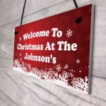 Christmas at the 'Surname' Welcome Plaque Personalised Christmas