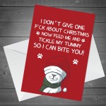 Funny Rude Christmas Card For Dad Mum From Cat Offensive Card