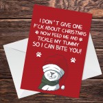 Funny Rude Christmas Card For Dad Mum From Cat Offensive Card