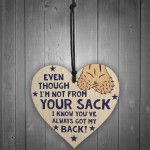 Stepdad Christmas Birthday Gift Wood Heart Humor Funny Gift