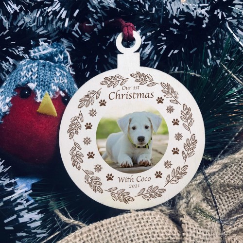 Our 1st Christmas With Any Name Dog Bauble Personalised Decor