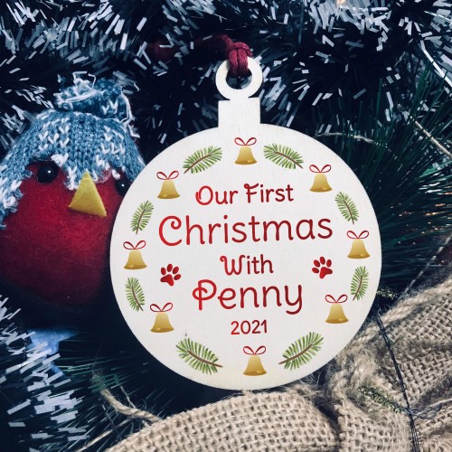 Our First Christmas With Any Name Pet Dog Cat Gift Personalised