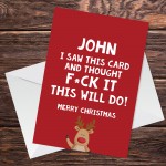 FUNNY RUDE Christmas Card For Boyfriend Husband Brother Uncle