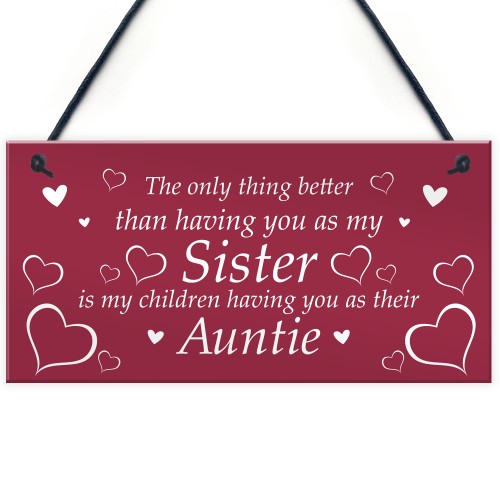 Novelty Auntie Gift Hanging Plaque Sister Gift From Niece Nephew