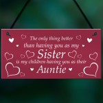 Novelty Auntie Gift Hanging Plaque Sister Gift From Niece Nephew