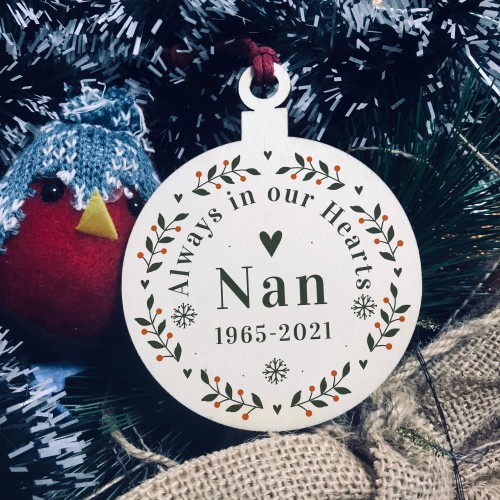 Personalised Rememberance Christmas Bauble Nan Memorial Gift