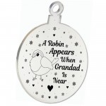 Robin Red Breast Memorial Acrylic Decoration Grandad Memorial