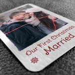 Our First Christmas Married Gift Personalised Photo Card Husband