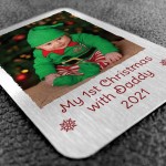 Personalised Photo 1st Christmas With Daddy New Baby Gift Card