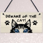 Funny Cat Gift BEWARE Sign Cat Lovers Gift For Home Animal Sign