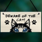 Funny Cat Gift BEWARE Sign Cat Lovers Gift For Home Animal Sign