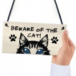 Funny Cat Gift BEWARE Sign Cat Lovers Gift For Home Animal Sign