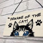 Funny Cat Gift BEWARE Sign Cat Lovers Gift For Home Animal Sign