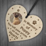 Personalised Cat Memorial Gift Hanging Wood Heart Tree Decor