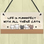 Life Is Perfect With All These Cats Home Sign Funny Gift