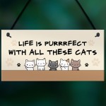 Life Is Perfect With All These Cats Home Sign Funny Gift