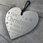 First 1st Christmas With Dog Puppy Cat Kitten Engraved Heart 