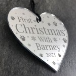 First 1st Christmas With Dog Puppy Cat Kitten Engraved Heart 