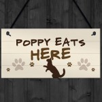 Personalised Cat Sign Any Name Eats Here Cat Lover Gift Hanging