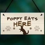 Personalised Cat Sign Any Name Eats Here Cat Lover Gift Hanging