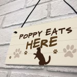 Personalised Cat Sign Any Name Eats Here Cat Lover Gift Hanging