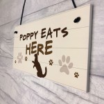 Personalised Cat Sign Any Name Eats Here Cat Lover Gift Hanging