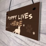 Personalised Cat Sign Any Name Lives Here Cat Lover Gift Hanging