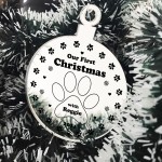 Our First Christmas With Dog Puppy Engraved Christmas Bauble