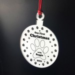 Our First Christmas With Dog Puppy Engraved Christmas Bauble