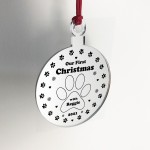 Our First Christmas With Dog Puppy Engraved Christmas Bauble