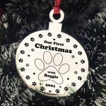 Our First Christmas With Dog Puppy Engraved Christmas Bauble