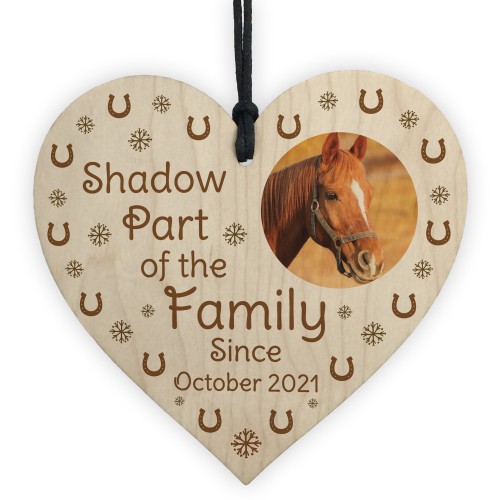 Personalised Horse Sign Wood Hanging Heart Photo Horse Lover