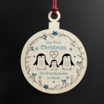 Our First Christmas As Grandparents Personalised Wooden Bauble