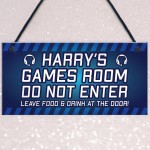 Gamer Gift For Birthday Christmas Personalised Games Room Sign