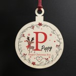 Personalised Christmas Eve Box Filler Wood Christmas Bauble