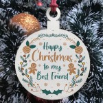 Happy Christmas To My Best Friend Wood Decoration Friendship